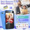 Kids Phone Toy for 3 4 5 6 Year Old, Touchscreen Kids Cell Phone Dual Camera with Music Player Flashlight Puzzle Games Alarm Learning Toys Christmas Birthday Gifts for Boys Ages 3-6 with SD Card Blue view 3
