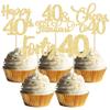 30 Pack Happy 40th Birthday Cupcake Toppers Gold Glitter Forty Cheers to 40 Years Old Birthday Cupcake Picks for Happy 40th Anniversary Party Cake Decorations view 1