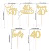 30 Pack Happy 40th Birthday Cupcake Toppers Gold Glitter Forty Cheers to 40 Years Old Birthday Cupcake Picks for Happy 40th Anniversary Party Cake Decorations view 2