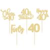 30 Pack Happy 40th Birthday Cupcake Toppers Gold Glitter Forty Cheers to 40 Years Old Birthday Cupcake Picks for Happy 40th Anniversary Party Cake Decorations view 3