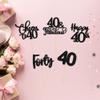 30 Pack Happy 40th Birthday Cupcake Toppers - Black Glitter Forty Cheers to 40 Years Old Cupcake Picks for Anniversary Party Cake Decorations view 4