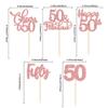 30 Pack Happy 50th Birthday Cupcake Toppers Rose Gold Glitter Fifty Cheers to 50 Years Old Birthday Cupcake Picks for 50th Anniversary Party Cake Decorations Supplies view 2