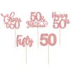 30 Pack Happy 50th Birthday Cupcake Toppers Rose Gold Glitter Fifty Cheers to 50 Years Old Birthday Cupcake Picks for 50th Anniversary Party Cake Decorations Supplies view 3