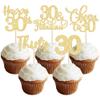 30 Pack Happy 30th Birthday Cupcake Toppers Gold Glitter Thirty Cheers to 30 Birthday Cupcake Picks for Happy 30th Anniversary Party Cake Decorations Supplies view 1