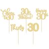 30 Pack Happy 30th Birthday Cupcake Toppers Gold Glitter Thirty Cheers to 30 Birthday Cupcake Picks for Happy 30th Anniversary Party Cake Decorations Supplies view 3