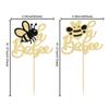 24Pcs Bumble Bee Cupcake Toppers Glitter Oh Babee Cupcake Picks Oh Baby Cupcake Pick Decorations for Bee Theme Baby Shower Kids Birthday Party Decorations Supplies view 2