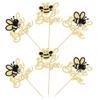 24Pcs Bumble Bee Cupcake Toppers Glitter Oh Babee Cupcake Picks Oh Baby Cupcake Pick Decorations for Bee Theme Baby Shower Kids Birthday Party Decorations Supplies view 3