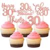 30 Pack Happy 30th Birthday Cupcake Toppers Rose Gold Glitter Thirty Cheers to 30 Cupcake Picks for Happy 30th Anniversary Party Cake Decorations Supplies view 1