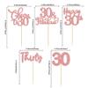 30 Pack Happy 30th Birthday Cupcake Toppers Rose Gold Glitter Thirty Cheers to 30 Cupcake Picks for Happy 30th Anniversary Party Cake Decorations Supplies view 2
