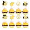 24Pcs Bumble Bee Cupcake Toppers Glitter Heart Honeycomb Bee Cupcake Picks BaBy Shower Cake Decorations for Bee Theme Baby Shower Kids Birthday Party Supplies view 1