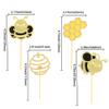 24Pcs Bumble Bee Cupcake Toppers Glitter Heart Honeycomb Bee Cupcake Picks BaBy Shower Cake Decorations for Bee Theme Baby Shower Kids Birthday Party Supplies view 2