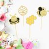 24Pcs Bumble Bee Cupcake Toppers Glitter Heart Honeycomb Bee Cupcake Picks BaBy Shower Cake Decorations for Bee Theme Baby Shower Kids Birthday Party Supplies view 4