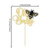 Ephlyn 24Pcs Bumble Bee Cake Toppers, Gold Glitter Cupcake Picks for Birthday, Baby Shower, Kids Party Decorations view 2