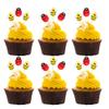 24Pcs Bumble Bee Cupcake Toppers Resin Ladybug Little Figurine Bee Cupcake Picks Oh Babee Cake Decorations for Bee Theme Baby Shower Kids Boys Girls Birthday Party Decoration Supplies view 1