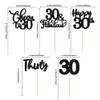 30 Pack Happy 30th Birthday Cupcake Toppers Black Glitter Thirty Cheers to 30 Birthday Cupcake Picks for Happy 30th Birthday Anniversary Party Cake Decorations Supplies view 2