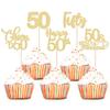 30 Pack Happy 50th Birthday Cupcake Toppers Gold Glitter Fifty Cheers to 50 Years Old Birthday Cupcake Picks for 50th Anniversary Party Cake Decorations Supplies view 1
