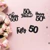 30 Pack Happy 50th Birthday Cupcake Toppers - Black Glitter Fifty Cheers to 50 Years Old Picks for Anniversary Party Cake Decorations Supplies view 4