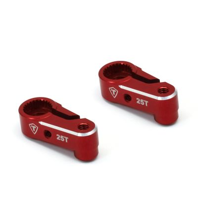 TREAL Aluminum 7075 Servo Horn 25T Steering Servo Arm (2pcs) Compatible with 1/18 TRX4M (Red)