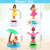 4 Pack Hawaii Girl Solar Powered Dancing Toys Flapping Wings Flamingo Car Shaking Head Dancer Doll Hawaii Toy Swing Figurines Car Windowsill Decor for Car Dashboard Toys Gift Office Desk Decor view 2
