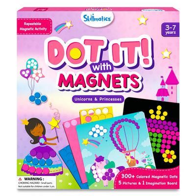 Skillmatics Art Activity - Dot It with Magnets Unicorns & Princesses, No Mess Repeatable Art for Kids, Craft Kits, DIY Creative Activity, Gifts for Boys & Girls Ages 4, 5, 6, 7, Travel Toy