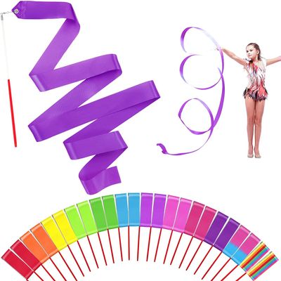 HiUnicorn 50PCS Multi-colors Dance Ribbons Party Favors for Kids Circus Carnival Rhythmic Gymnastics Ballerina Birthday Party Streamers Decoration, Kids Ribbon Silks Sticks Wands for Girls
