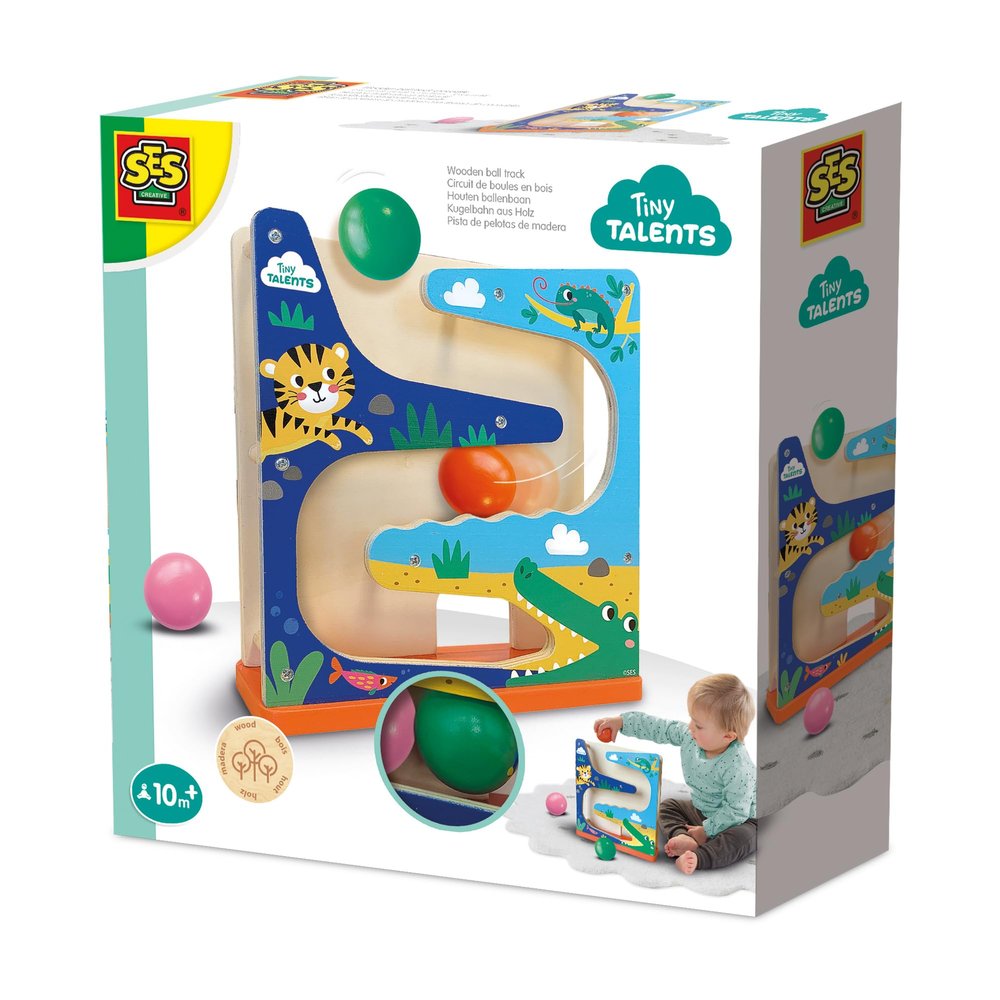SES Creative 13144 Wooden Ball Track Crocodile, Multi, One Size