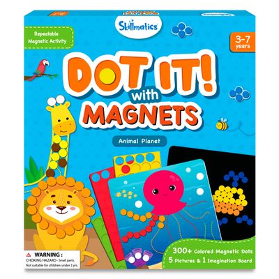 Skillmatics Art Activity - Dot It with Magnets Animals, No Mess Repeatable Art for Kids, Craft Kits, DIY Creative Activity, Gifts for Boys & Girls Ages 4, 5, 6, 7, Travel Toy