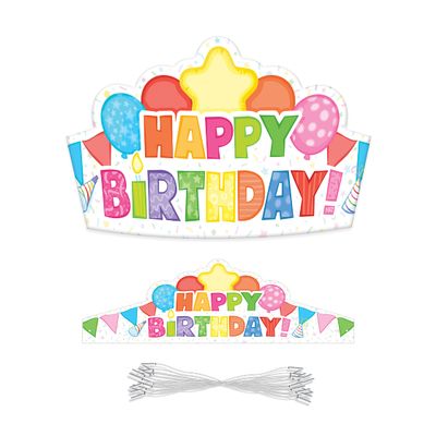 Carson Dellosa 30-Piece Birthday Crown Set, Colorful Party Hats for School and Kids Parties, Gift Bags, Elementary and Kindergarten Classroom Must Haves