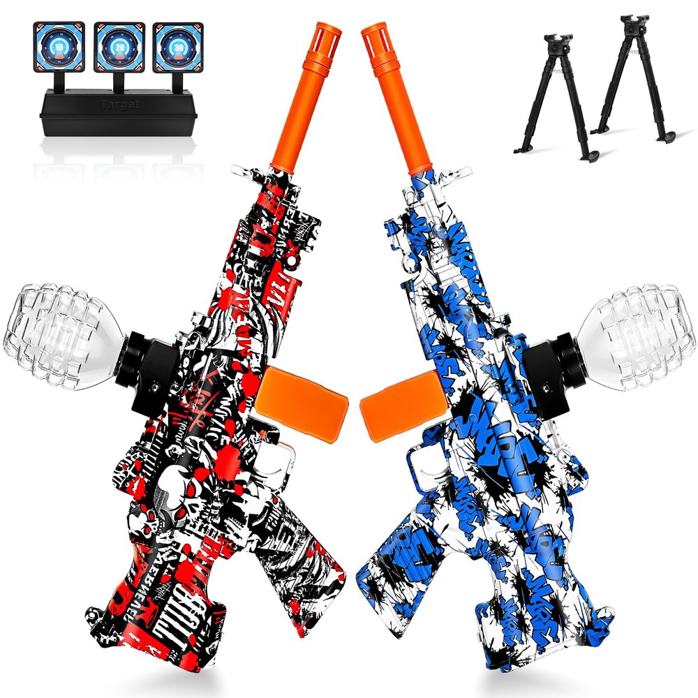 ONEXIZ 2 Set Electric Splatter Blaster Toy, Outdoor Team Games, Christmas, Halloween, Birthday, New Year Gift for Ages 14+Classic Red + Classic Blue