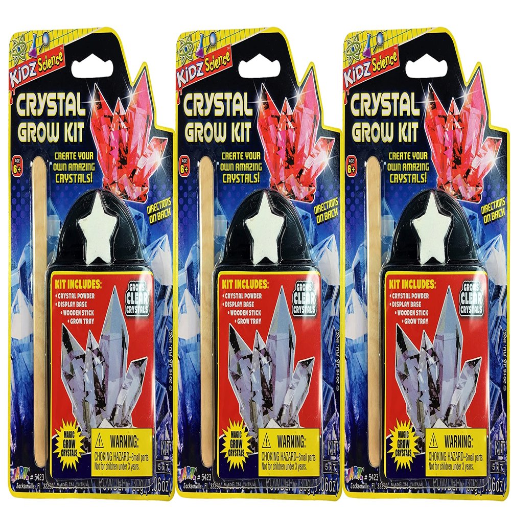 JA-RU Kids Science Kit Crystal Grow Kit (3 Crystal Kits) DIY Stem Learning Toys Grow Crystals Kit for Kids Growing Gemstone & Crystals. Cool Educational Toy Science Toy Gifts for Boys & Girls 5423-3s