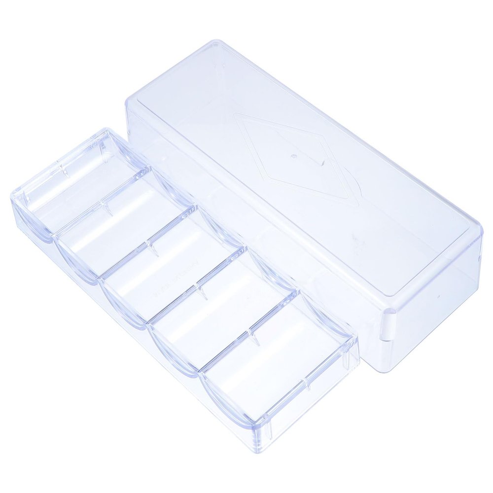 LABRIMP 5 Grid Plastic Compartment Storage Container,Chip Box Clear Container Clear Organizer Box for Washi Tapes, Craft, Beads, Jewelry, Small Parts