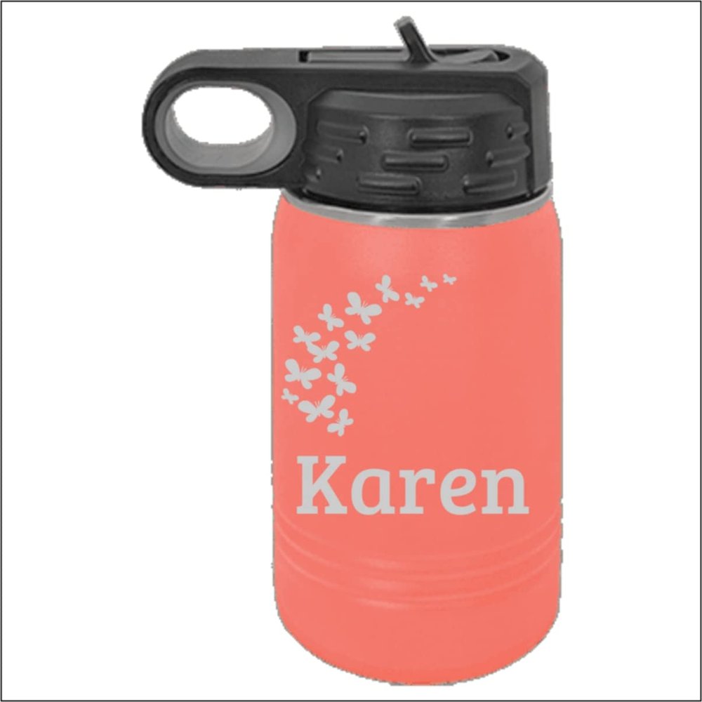 12 Ounce, Personalized Water Bottles, Spill Proof, Insulated Water Bottle With Built in Straw