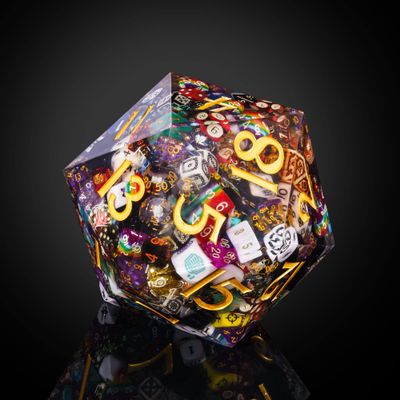 UDIXI Giant D20 DND Dice 160mm with Sharp Edges and Hundreds Inclusions, Large 20 Sided Dice for Role Playing Game, Handmade D&D Ornaments for Home Decor