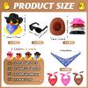 36 Set Cowboy Rubber Duck Mini Yellow Duckies Bath Party Toy Tiny Ducks Bathtub Toy with Cowboy Hat Paisley Bandanas Sunglasses for Summer Baby Shower Birthday Swimming Party (Cute Style) view 3