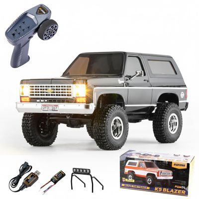 EAZYRC X FMS FCX24 1/24 Chevy K5 Blazer 1976s RC Rock Crawler 4x4 RTR Black, with Lisense RC Truck, 4WD 5Km+ 2-Speed Transmission,RC Car for Gift