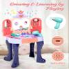 Eohemeral Magic Sensor Toddler Vanity Set with Automatic Opening Mirror, Kids Makeup Table with Induction Light & Music, Real Sound Hair Dryer, Fairy Wand & Accessories, Toy for Girls Age 3 4 5 view 4