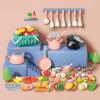 130Pcs Kitchen Playset, Toddler Pretend Cooking Play Pots, Pans, Utensils Cookware, Daily Food Fruit Veges, Shopping Storage Basket, Dessert, Prop Money, Learning Gift for Child (Pink) view 3