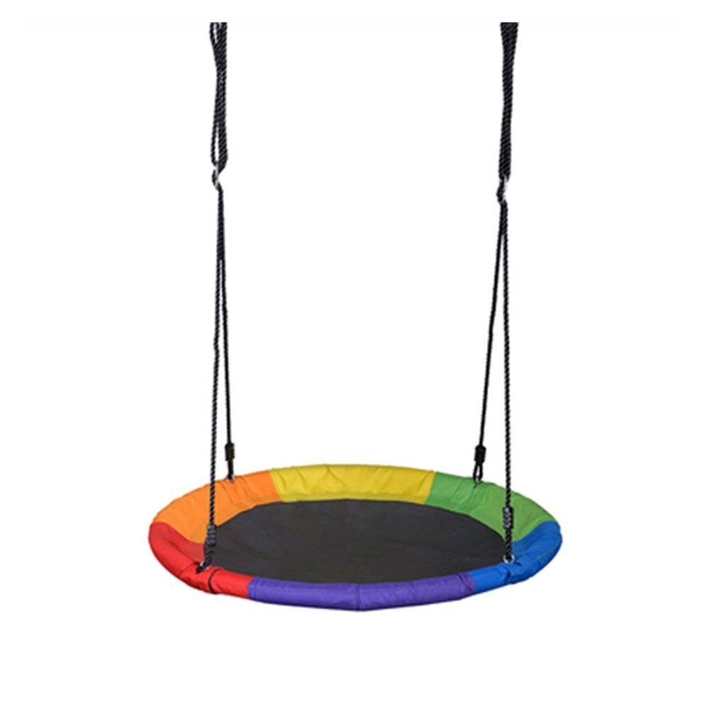 Swings Seats New Oxford Cloth Swing Outdoor Children Entertainment Round Toy Swing Sturdy Garden Patio Swing Durable Hanging Chair Play Set Swings (Color : Rainbow)