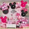 12 Pink Mouse Party Foil Balloons, 27 Black, Rose Red, Pink Balloons for Cartoon Mouse Party Decoration, Baby Shower, Girls Party Kids Birthday Theme Party Decoration Supplies view 3