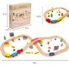 WoodenEdu 60Pcs Train Set for Toddlers, Bridge & Double-Side Wooden Train Set Tracks, Fits Brio, Thomas, Melissa and Doug, Kids Gift Toys for 3 4 5 Years Old Boys Girls view 4