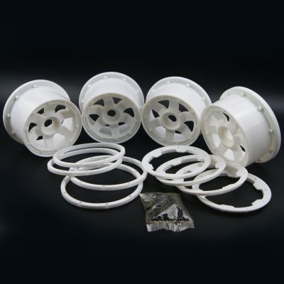 TITRACING White Front and Rear Wheel and Beadlock Rim for 1/5 HPI ROVAN KM Baja 5B SS 5T