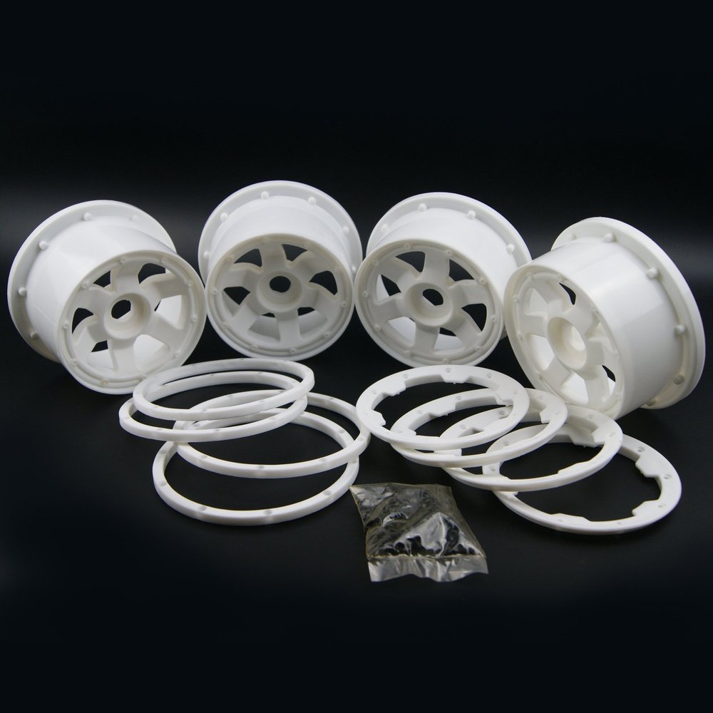 TITRACING White Front and Rear Wheel and Beadlock Rim for 1/5 HPI ROVAN KM Baja 5B SS 5T