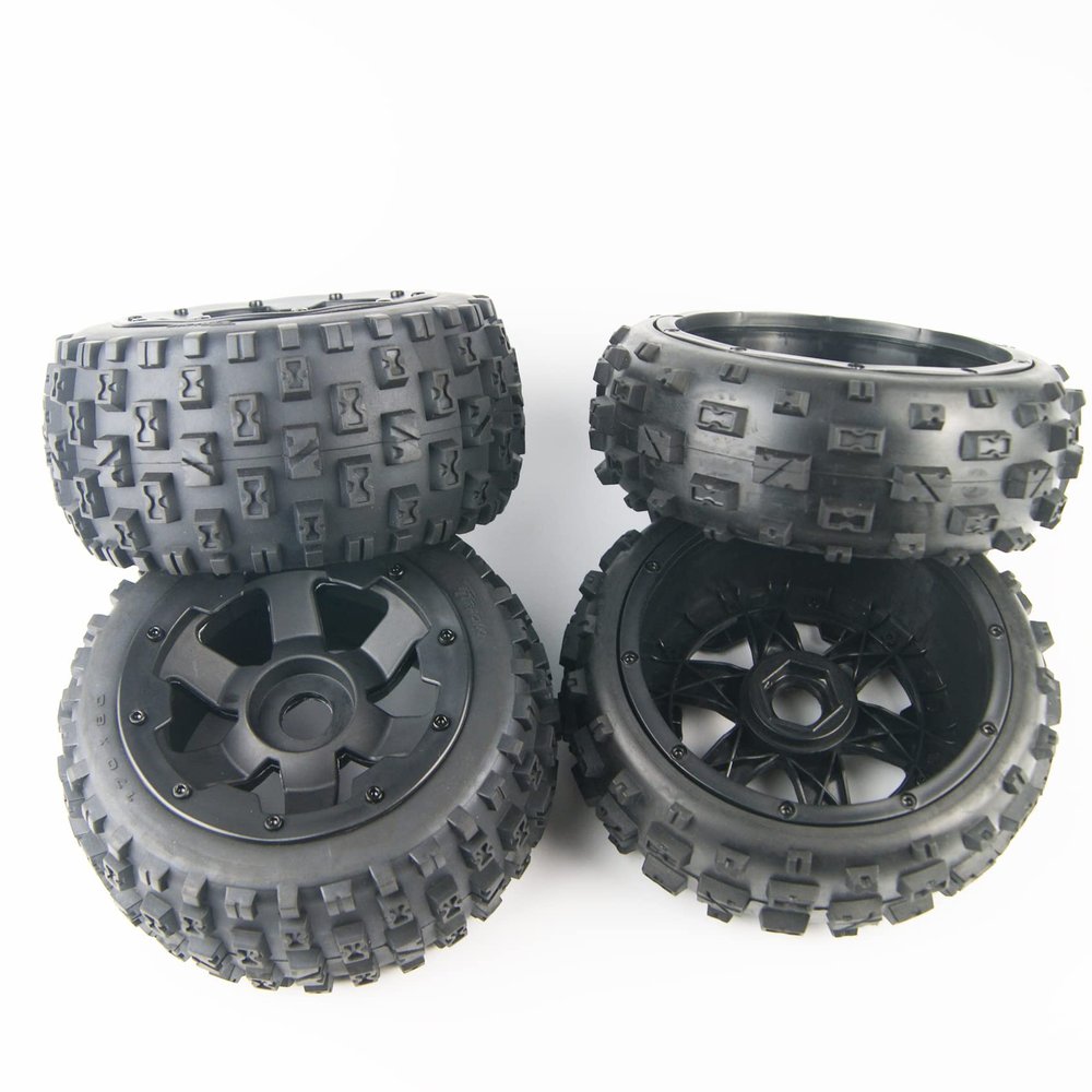 TITRACING Knobby Tires Front Rear Tyres 6 Spoke WheelS fit 1:5 HPI Rovan Baja 5B SS KM Buggy