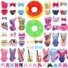 BARWA 18 Pcs Summer Doll Clothes and Accessories Including 5 Sets Swimsuits Beach Bathing Bikini with 2 Swimming Rings 2 Drinks 4 Glasses 5 Shoes for 11.5 inch Girl Dolls view 2
