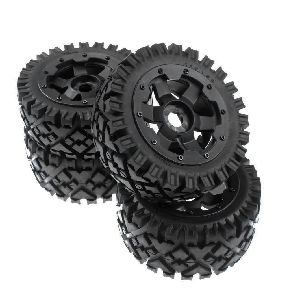 FLMLF Front and Rear All Terrain Tires 4PC for 1/5 HPI RV Km Baja 5B ss RC Car Parts