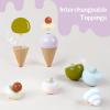 Pillowhale Wooden Ice Cream Play Set for Kids  24 PCS Pretend Ice Cream Toy Counter with Cones, Popsicles, Toppings, Sauces & Spoons  Wooden Play Food Toys, Role Kitchen Accessories for Toddlers 3-5 view 2