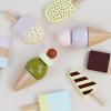 Pillowhale Wooden Ice Cream Play Set for Kids  24 PCS Pretend Ice Cream Toy Counter with Cones, Popsicles, Toppings, Sauces & Spoons  Wooden Play Food Toys, Role Kitchen Accessories for Toddlers 3-5 view 3