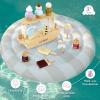 Pillowhale Wooden Ice Cream Play Set for Kids  24 PCS Pretend Ice Cream Toy Counter with Cones, Popsicles, Toppings, Sauces & Spoons  Wooden Play Food Toys, Role Kitchen Accessories for Toddlers 3-5 view 4