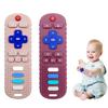 ERSIHUA 2-Pack Baby Teething Toys-TV Remote Control Shape Silicone Infants Teething Toys for Babies 0-18 Months,BPA-Free (Khaki+Red) view 1