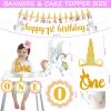 Fiesec Unicorn 1st Birthday Decorations - Girl's First Birthday Party Pack with Backdrop, Balloon Garland, Banner, Box Cutout, Cake Topper, Crown & Poster view 3